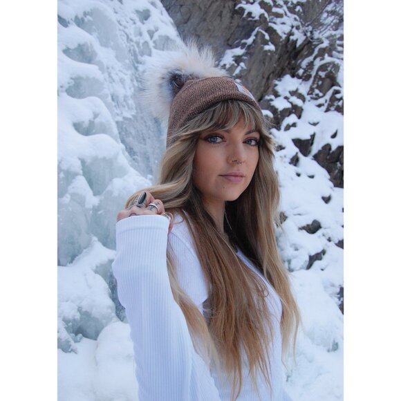Carhartt Real Fox Fur Beanie (Chocolate Marl) main image 8